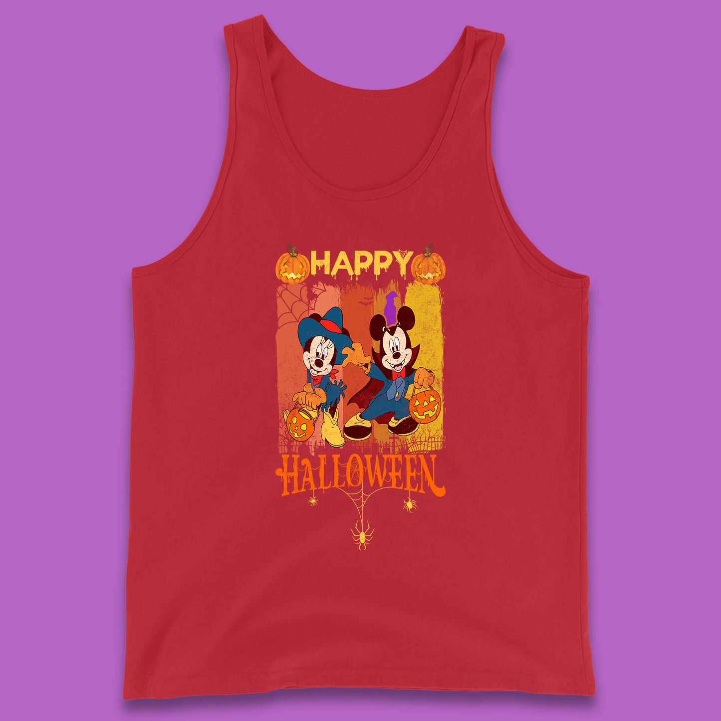 Happy Halloween Disney Witch Mickey Mouse Minnie Mouse Horror Scary Disneyland Trip Tank Top