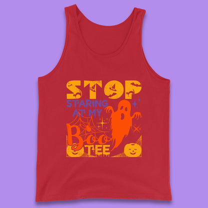 Stop Staring At My Boo Tee Funny Sayings Halloween Ghost Party Tank Top