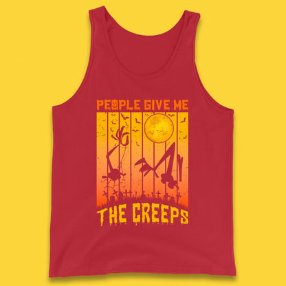 People Give Me The Creep Halloween Horror Scary Graveyards Full moon Flying Bats Tank Top