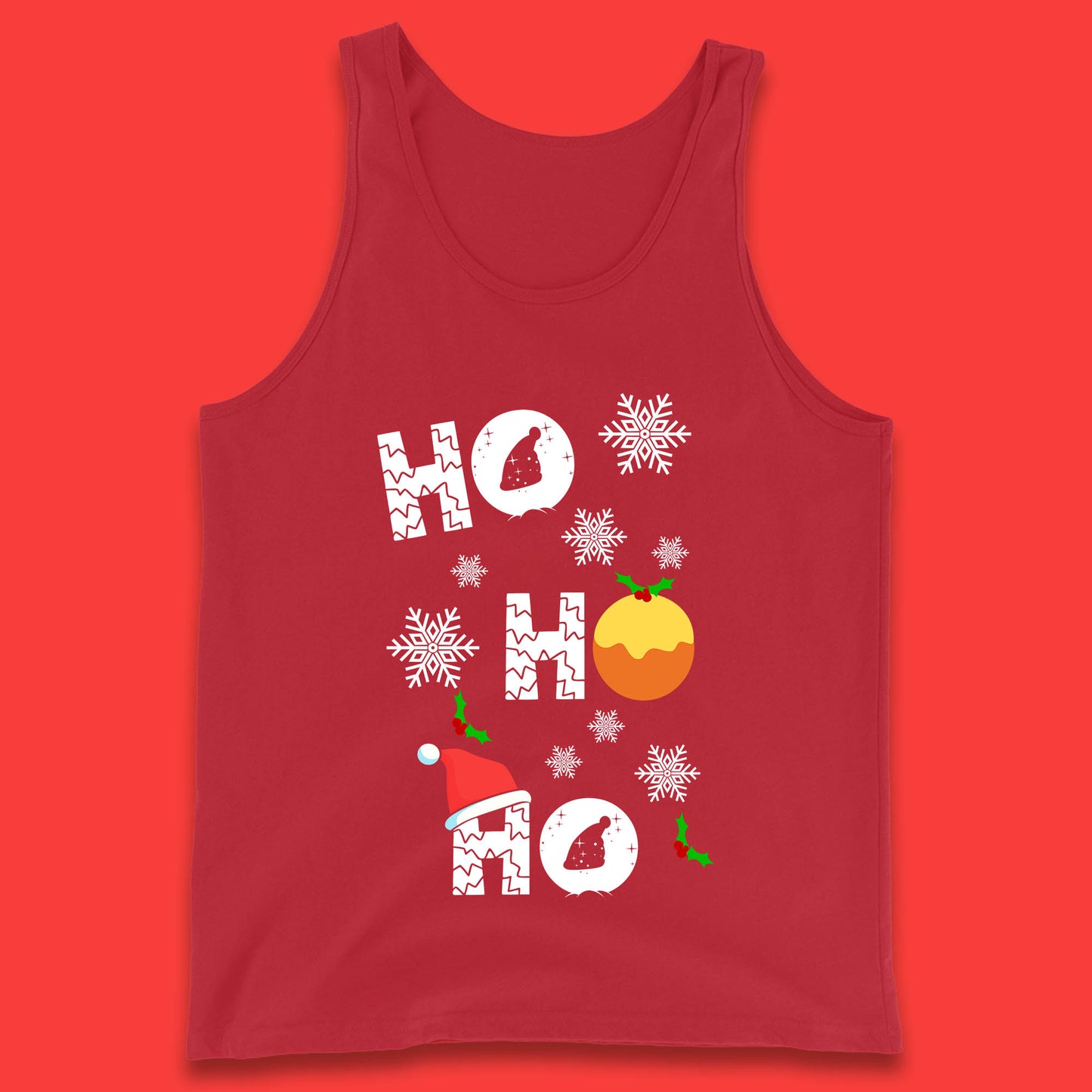 ho ho ho christmas santa hat tank top