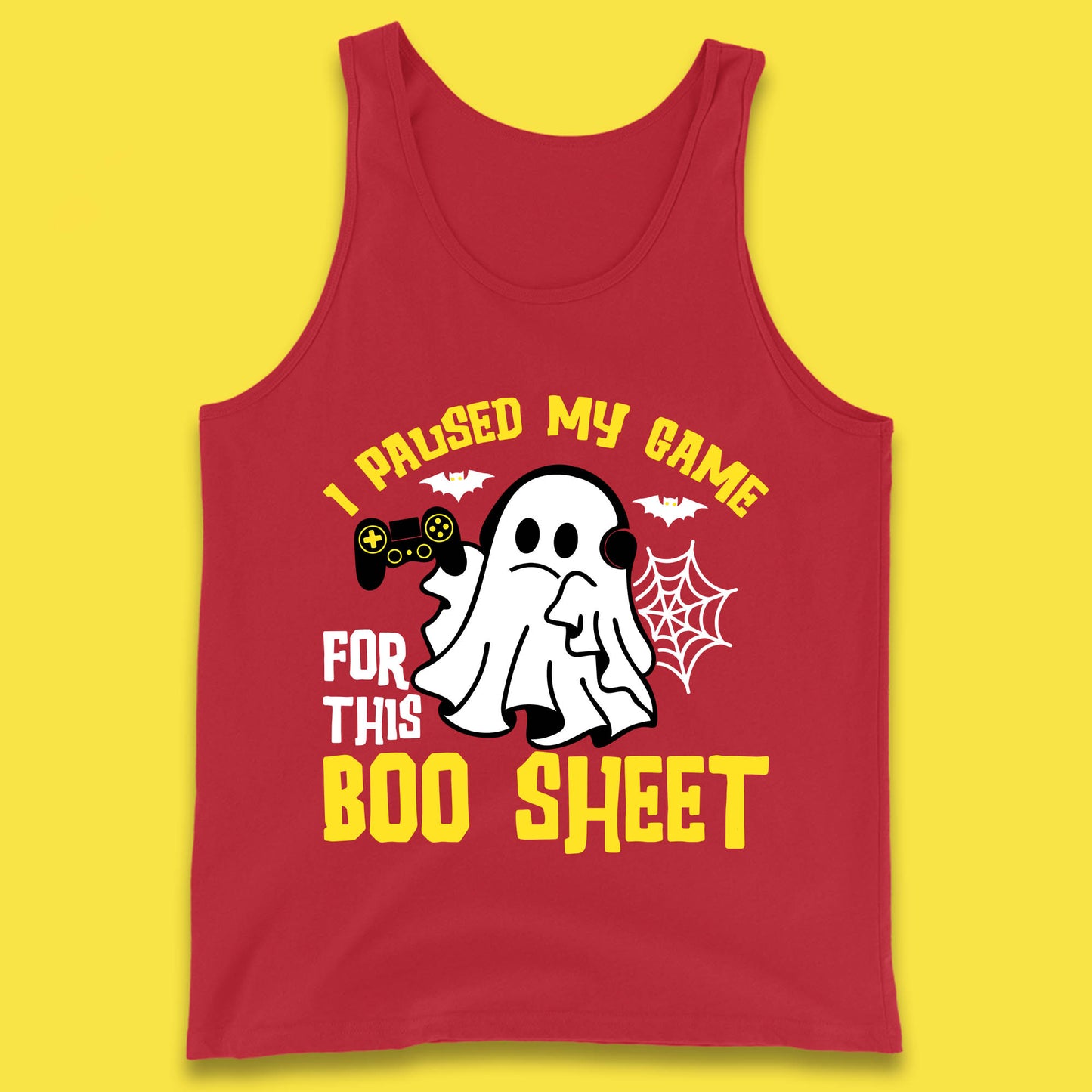 I Paused My Game For This Boo Sheet Ghost With Controller Halloween Gamer Tank Top