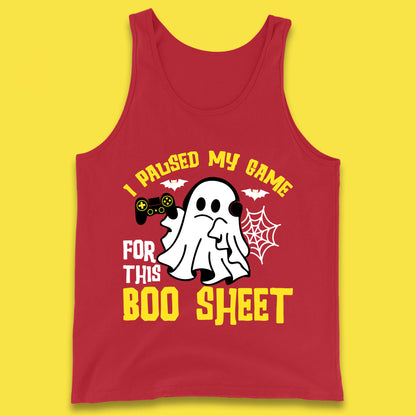 I Paused My Game For This Boo Sheet Ghost With Controller Halloween Gamer Tank Top