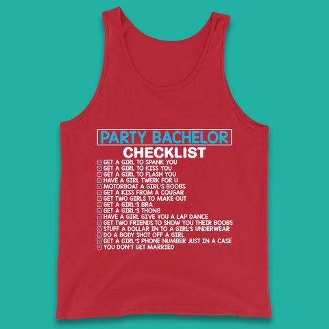 Bachelor Party Checklist Funny Groom Bachelorette Party Tank Top