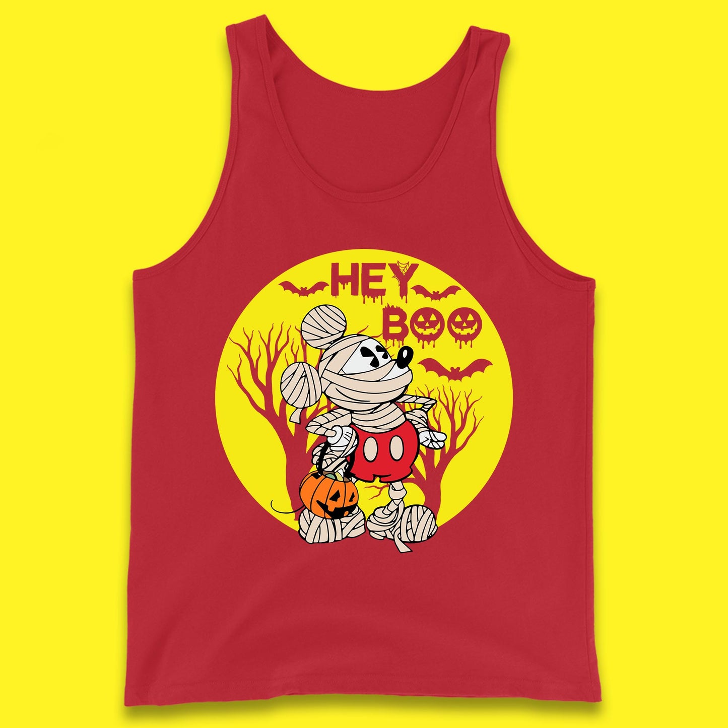 Hey Boo Disney Halloween Mickey Mouse Mummy Trick Or Treat Spooky Vibes Tank Top