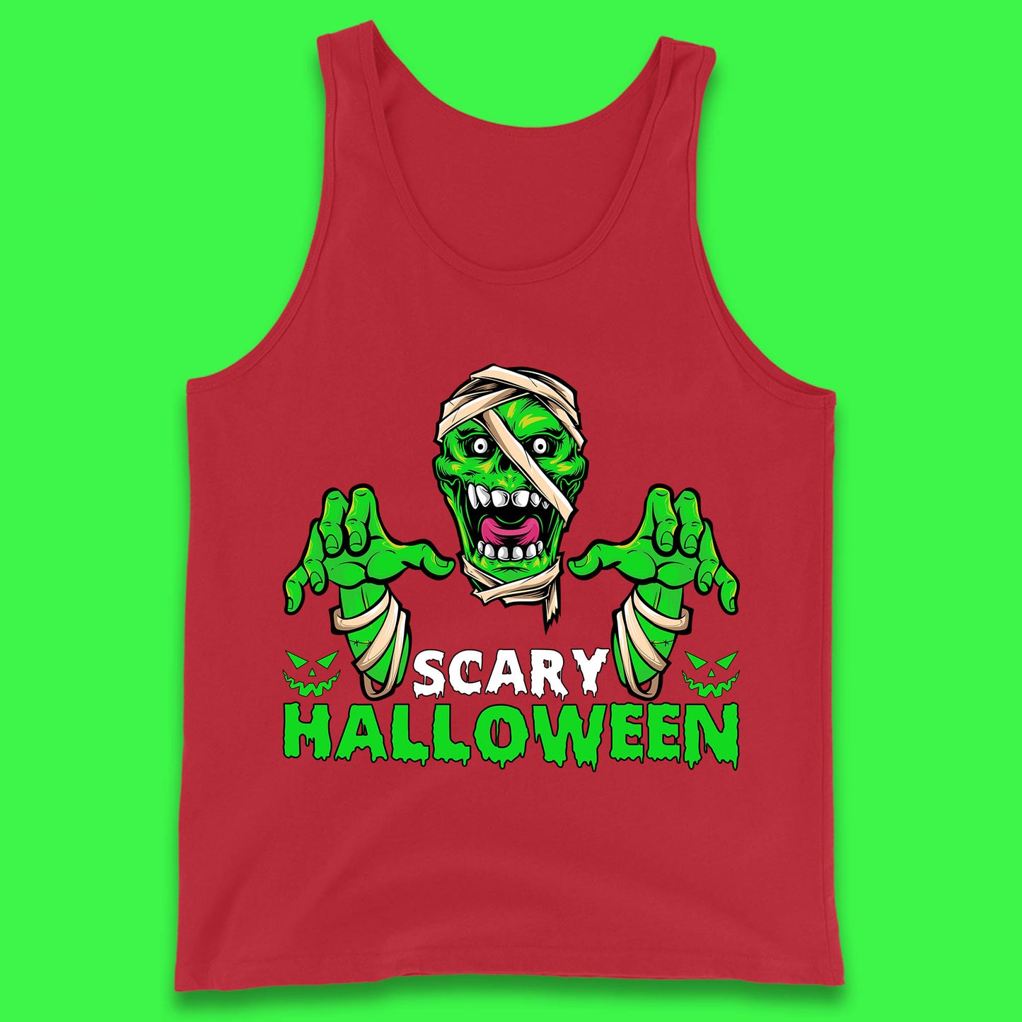Scary Halloween Skull Zombie Mummy Horror Monster Zombie Hands Scary Vibes Tank Top