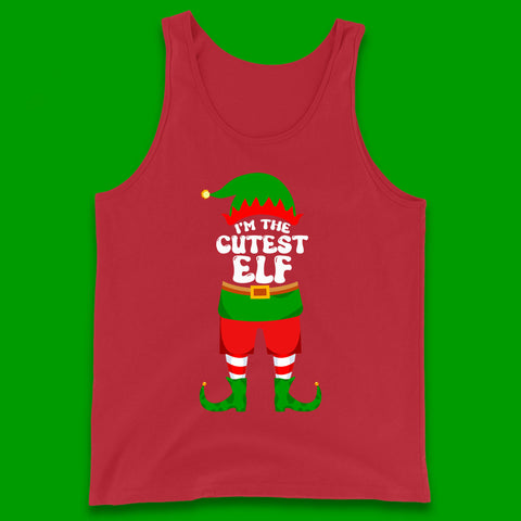 Christmas Character Elf I'm The Cutest Elf Xmas Costume Elf Wear Matching Christmas Tank Top