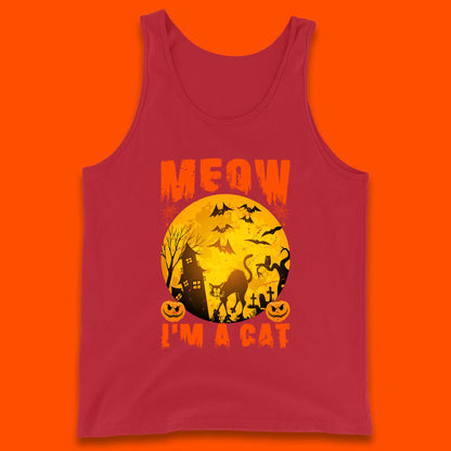 Meow I'm A Cat Halloween Black Cat Horror Scary Haunted House Tank Top