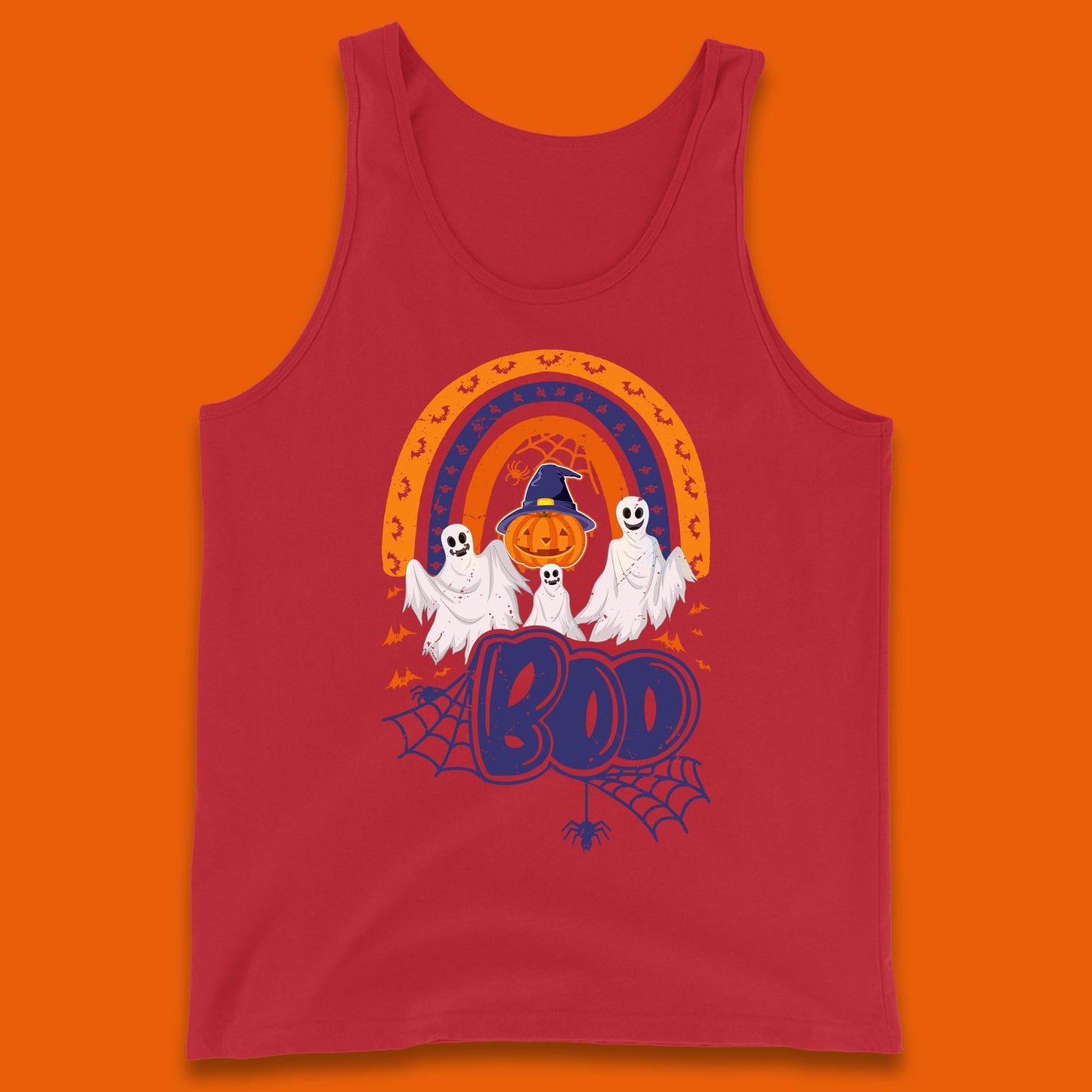 Halloween Boo Ghosts With Witch Pumpkin Scary Spooky Season Tank Top