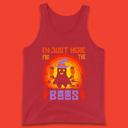 I'm Just Here For The Boos Halloween Boo Ghost Witch Hat Horror Scary Tank Top
