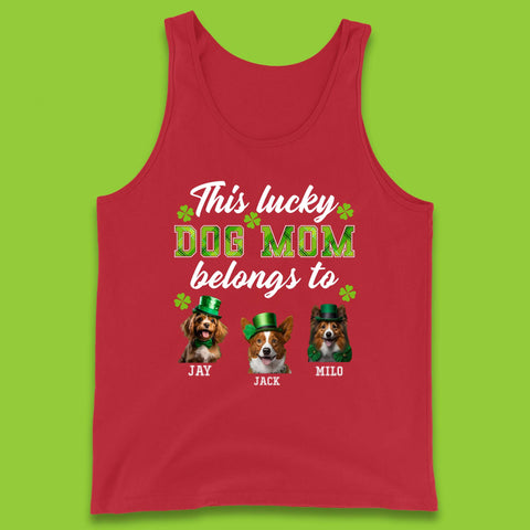 Personalised This Lucky Dog Mom Belongs Tank Top