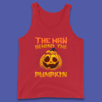 The Man Behind The Pumpkin Halloween Pregnancy Baby Announcement New Dad Gift Tank Top