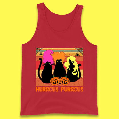 Vintage Halloween Witches Hurrcus Purrucs Scary Cat Horror Pumpkin Faces Hocus Pocus Halloween Costume Tank Top