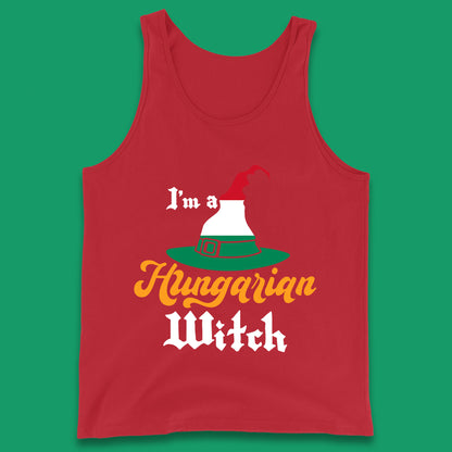 I'm A Hungarian Witch Halloween Witch Hat Hungarian Flag Tank Top