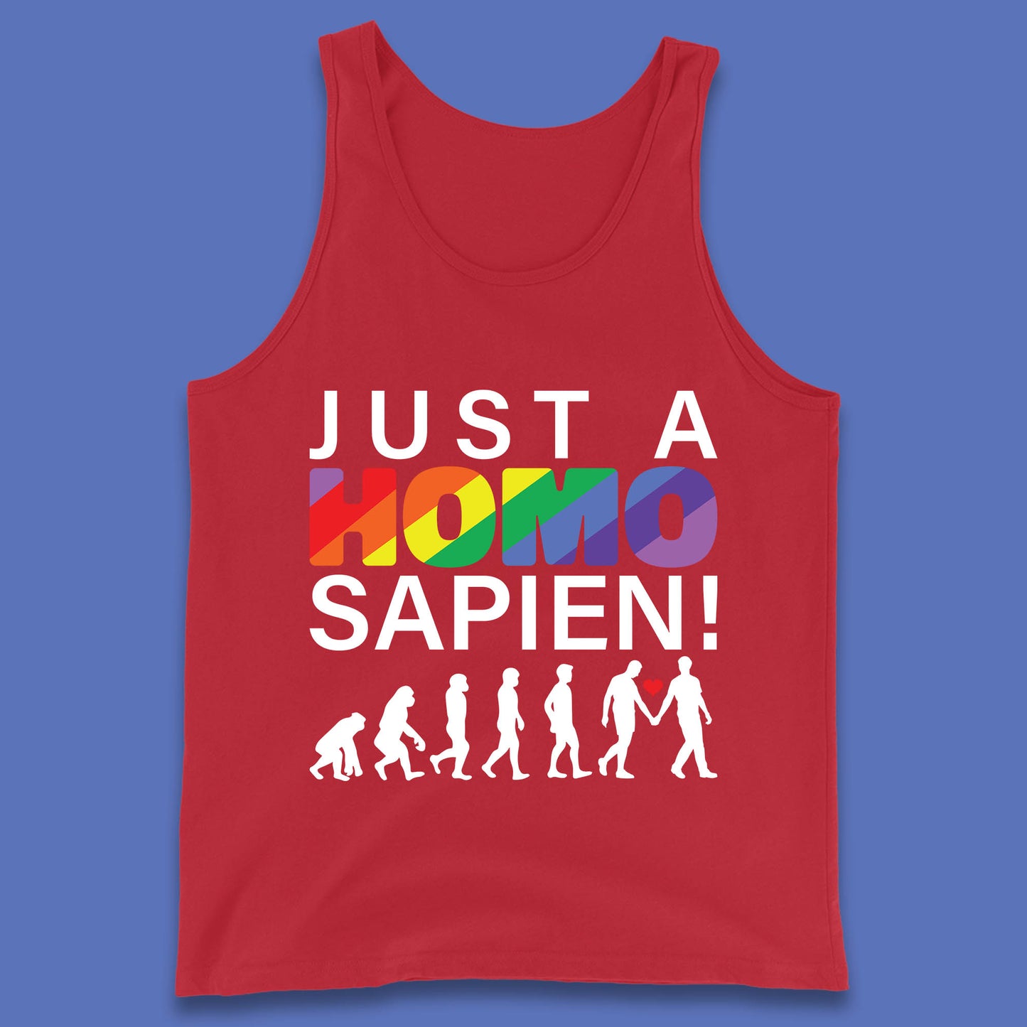 Just A Homo Sapien To Homo Erectus Evolution To Homo LGBTQ Funny Gay Pride Tank Top