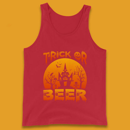 Trick Or Beer Halloween Drinking Beer Lover Horror Haunted House Drinker Halloween Party Tank Top