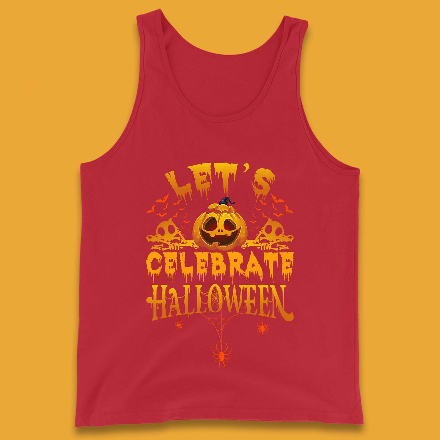 Let's Celebrate Halloween Horror Evil Pumpkin Scary Spooky Tank Top