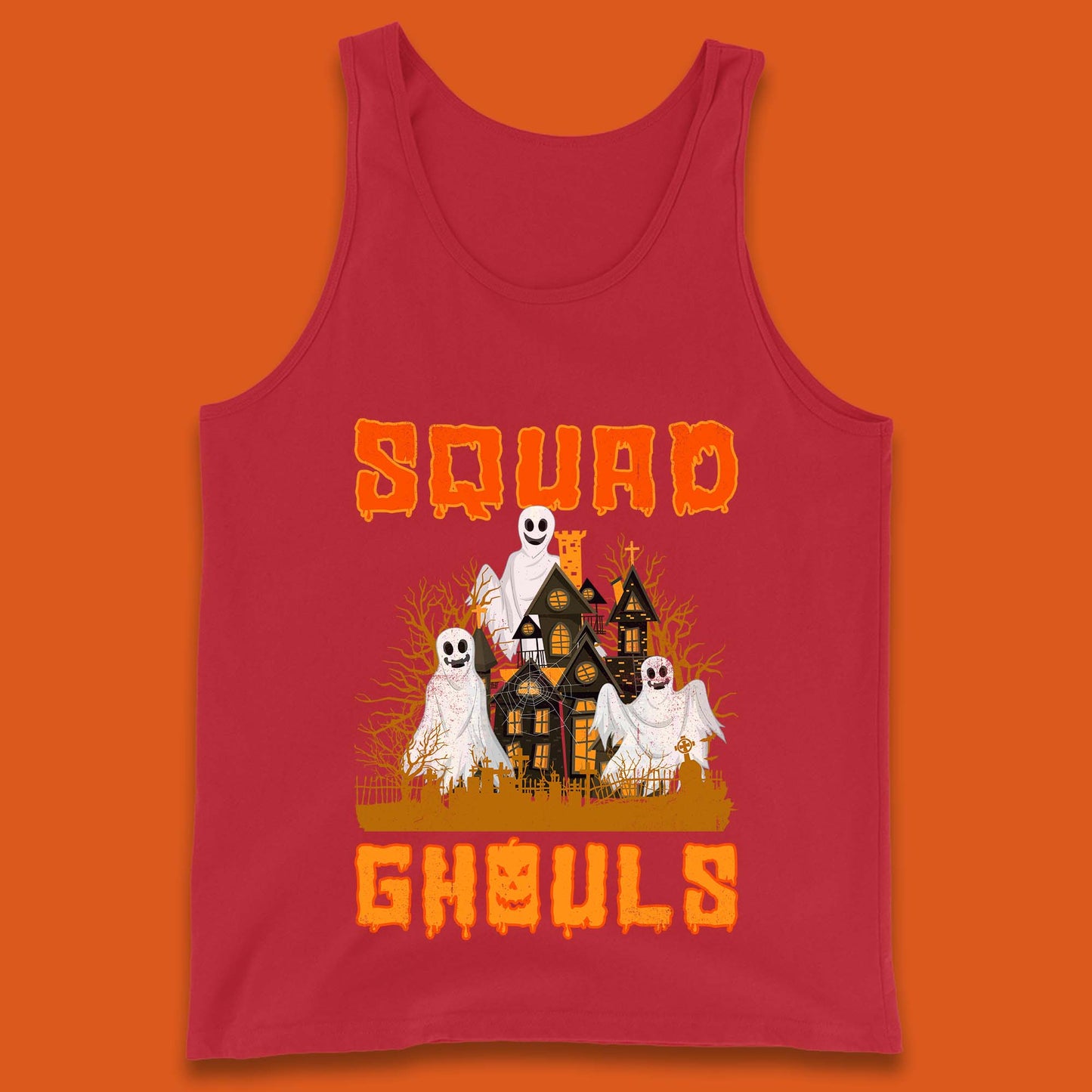 Squad Ghouls Halloween Boo Ghost Horror Scary Haunted House Tank Top