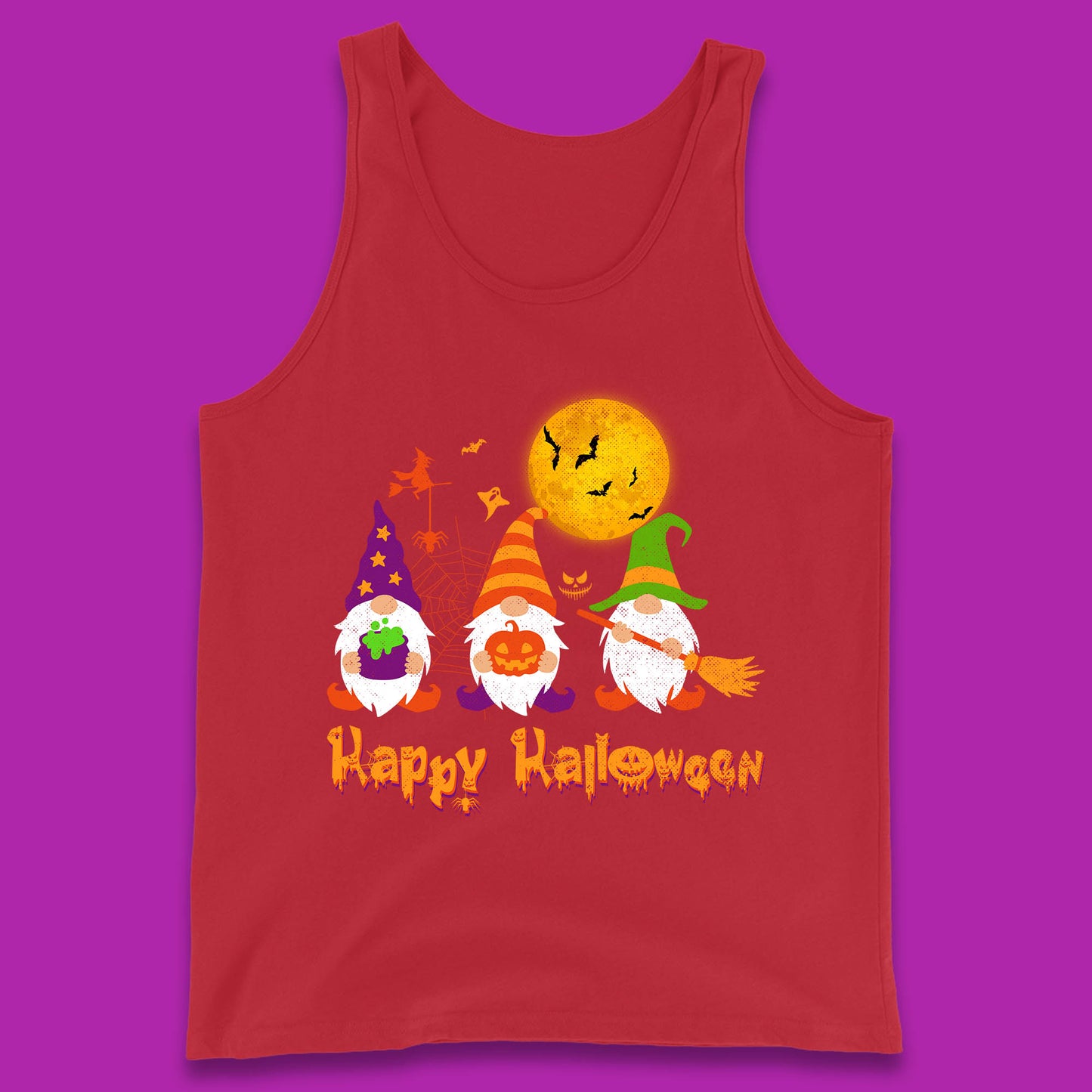 Happy Halloween Gnomies Spooky Witch Gnomes Scary Gnome Lover Tank Top