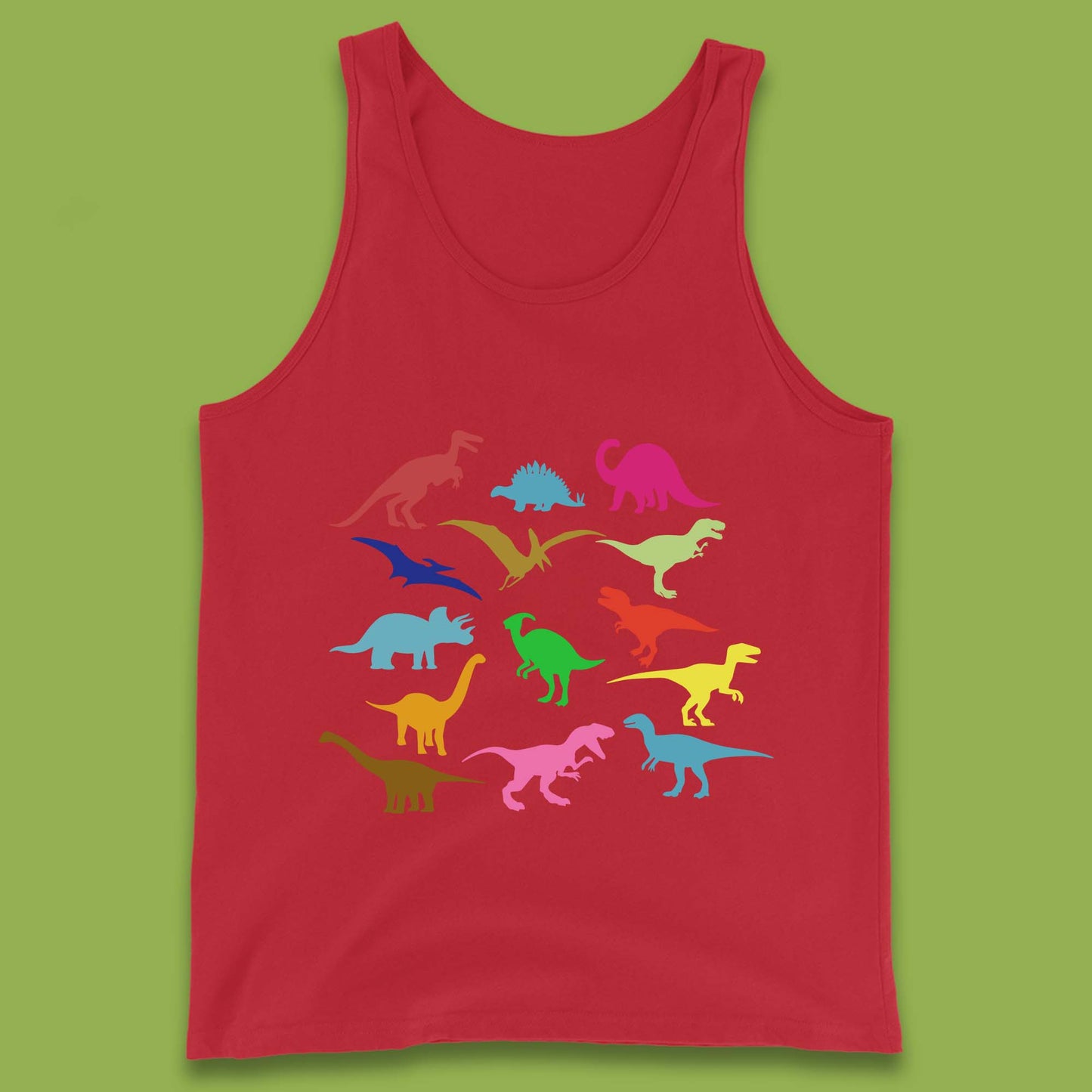 Colourful Dinosaurs Dino Fossil Dinosaurs Wild Nature Prehistoric Paleontology Velociraptor Tank Top