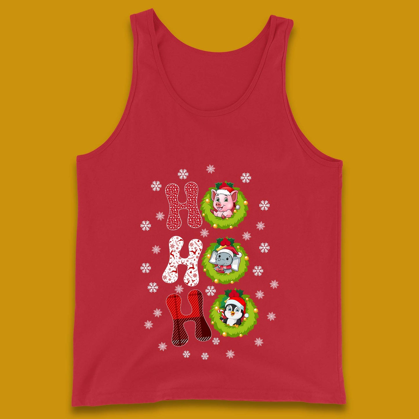 ho ho ho christmas animals tank top