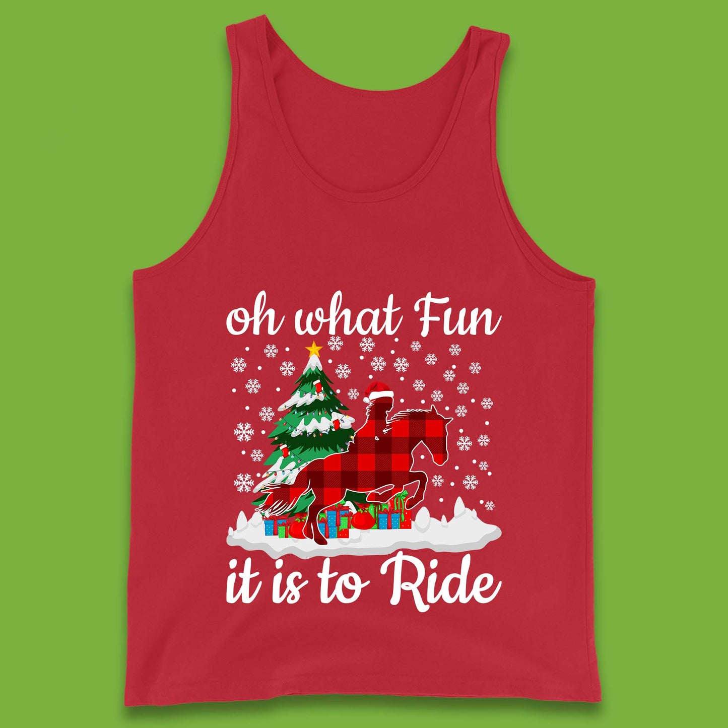 horse riding christmas tank top