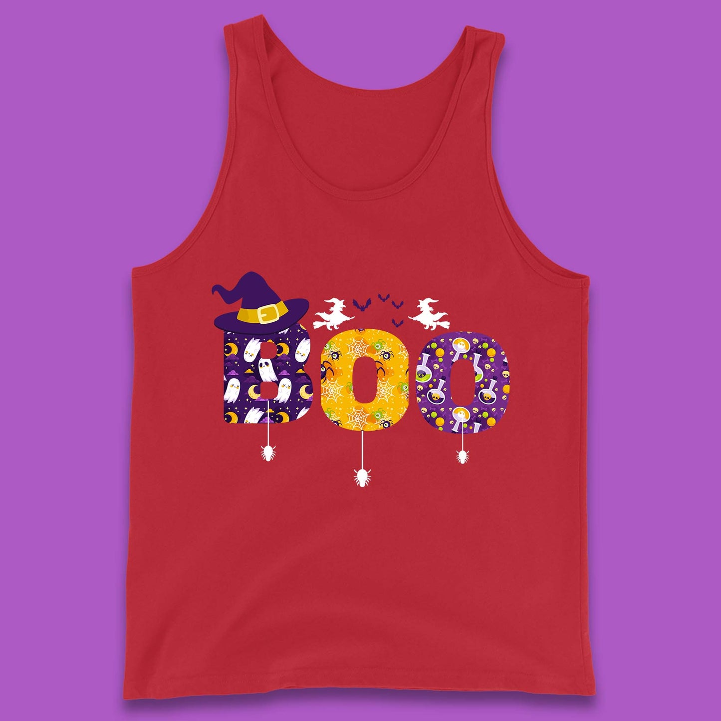 Boo With Spiders And Witch Hat Halloween Boo Ghosts Costume Tank Top