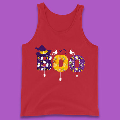 Boo With Spiders And Witch Hat Halloween Boo Ghosts Costume Tank Top