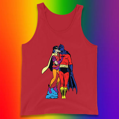 Batman X Robin Superhero Kiss Gay Pride LGBT Gay Bat Superheros Film DC Comics Tank Top