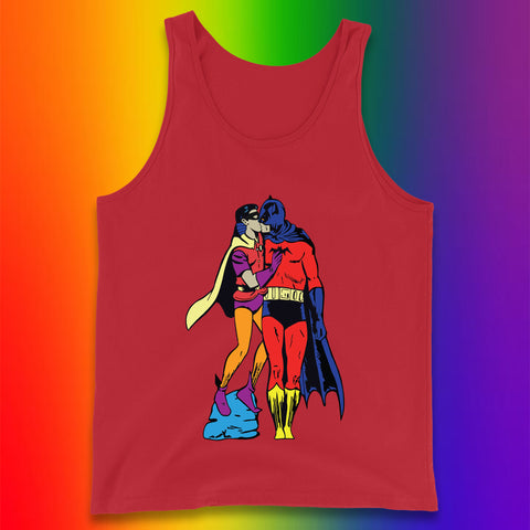 Batman X Robin Superhero Kiss Gay Pride LGBT Gay Bat Superheros Film DC Comics Tank Top