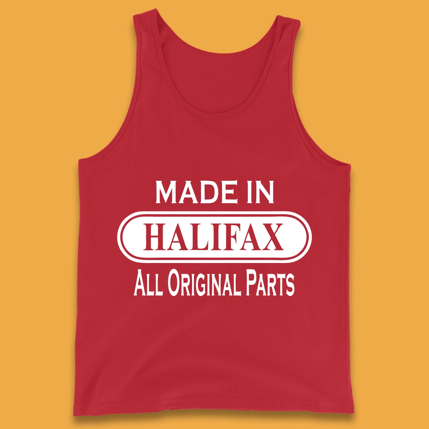 Made In Halifax All Original Parts Vintage Retro Birthday Town in West Yorkshire, England Gift Tank Top