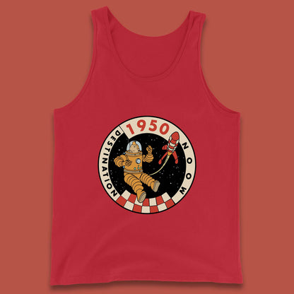 Destination Moon 1950 Astronaut Tintin The Lunar Rocket Retro Comic Space Adventure Tank Top