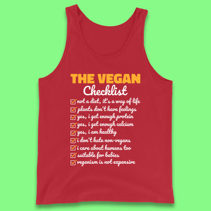 The Vegan Checklist Vegan Activism Funny Pro Vegetarian Checklist Tank Top