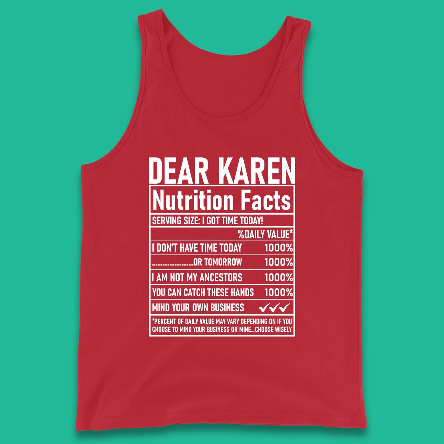 Dear Karen Nutrition Facts Tank Top