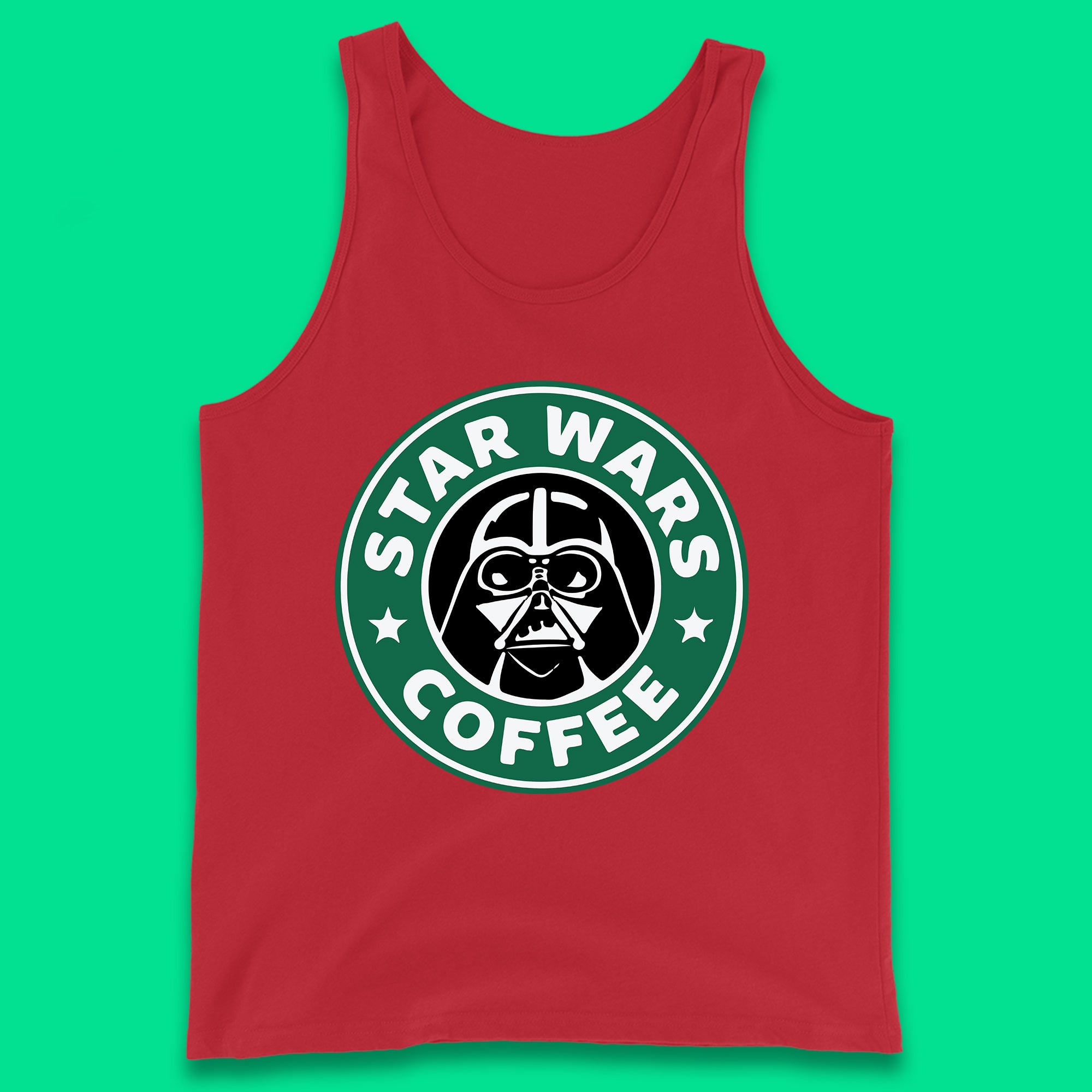 Sci-fi Action Adventure Movie Character Darth Vader Star Wars Coffee Starbucks Coffee Spoof Star Wars 46th Anniversary Tank Top