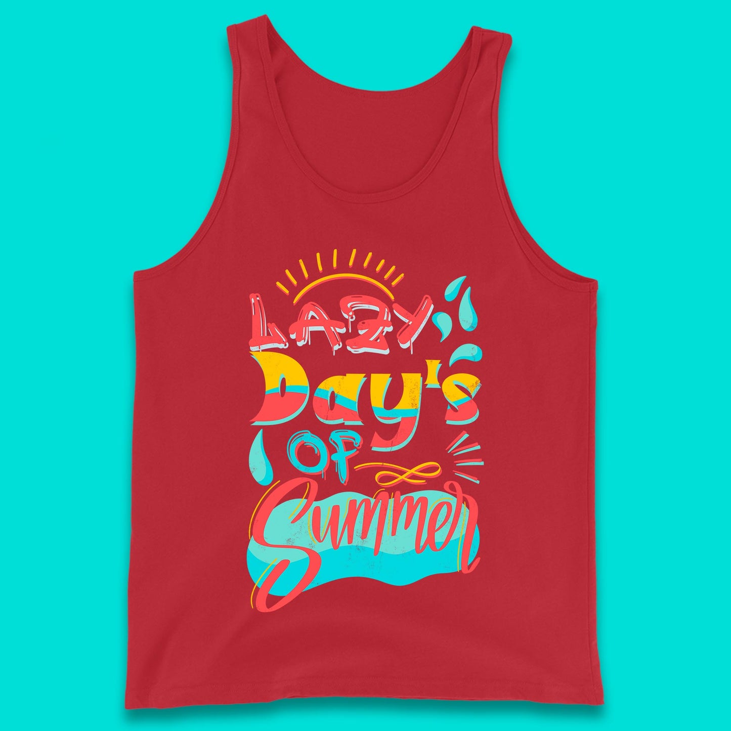 Lazy Days Of Summer Vintage Retro Sunset Surfer Beach Holiday Trip Tank Top