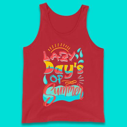 Lazy Days Of Summer Vintage Retro Sunset Surfer Beach Holiday Trip Tank Top