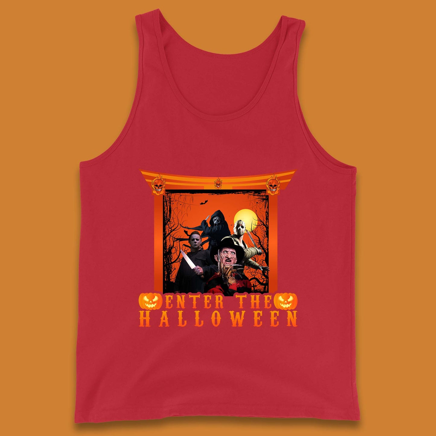 Enter The Halloween Horror Movie Characters Friends Halloween Villians Serial Killers Tank Top