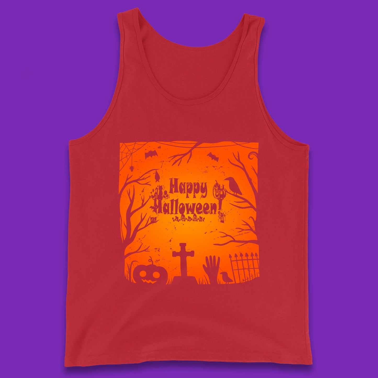Happy Halloween Witch Hand Cross Sign Scary Pumpin Spooky Terrific Halloween Night Tank Top