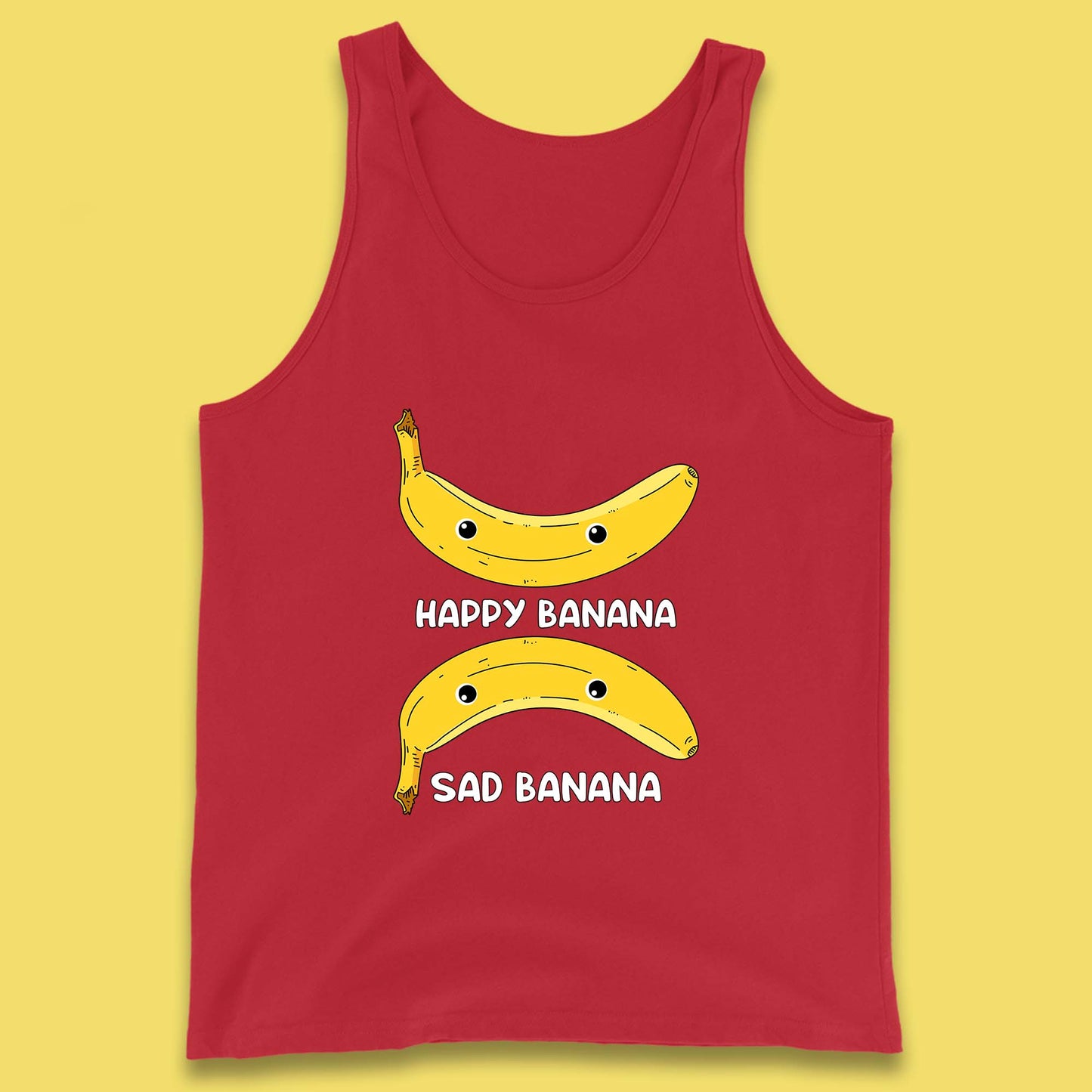 Happy Banana Sad Banana Funny Meme Pun Joke Smiling Face Tank Top