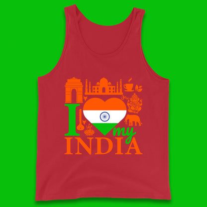 I Love My India Patriotic Indian Flag 15th August Independence Day Tank Top
