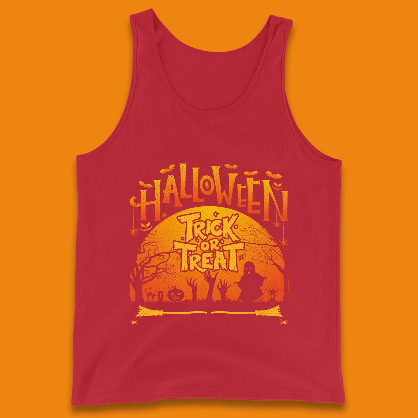 Halloween Trick Or Treat Horror Boo Ghost Creepy Zombie Hands Out Of Graveyard Tank Top