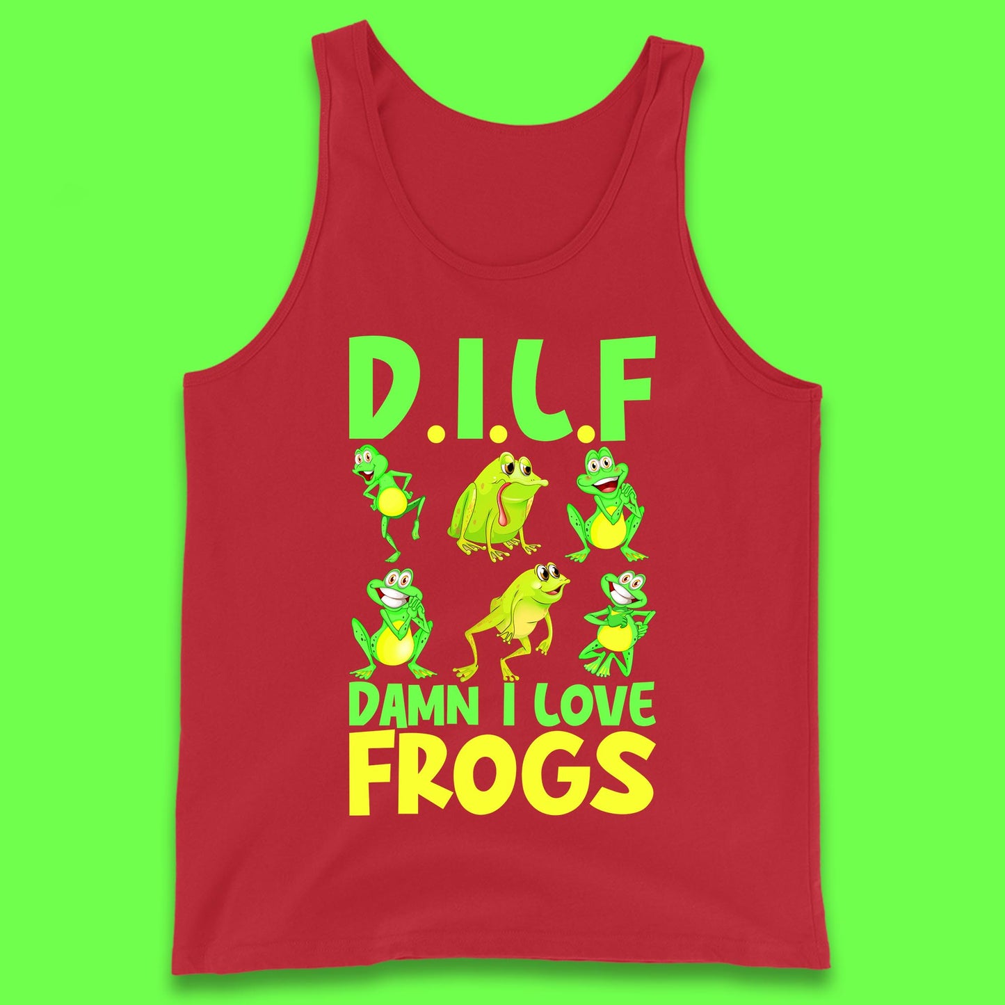 Dilf Damn I Love Frogs Funny Saying Animals Vintage Frog Lover Tank Top