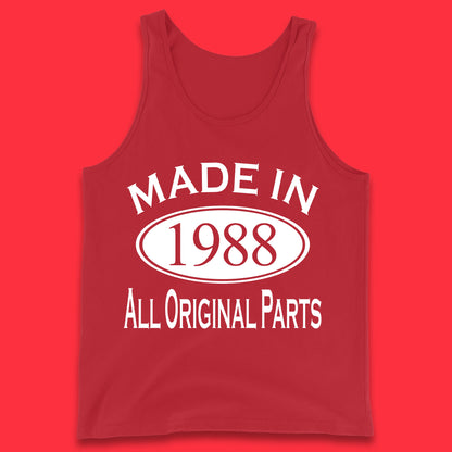 Made In 1988 All Original Parts Vintage Retro 35th Birthday Funny 35 Years Old Birthday Gift Tank Top