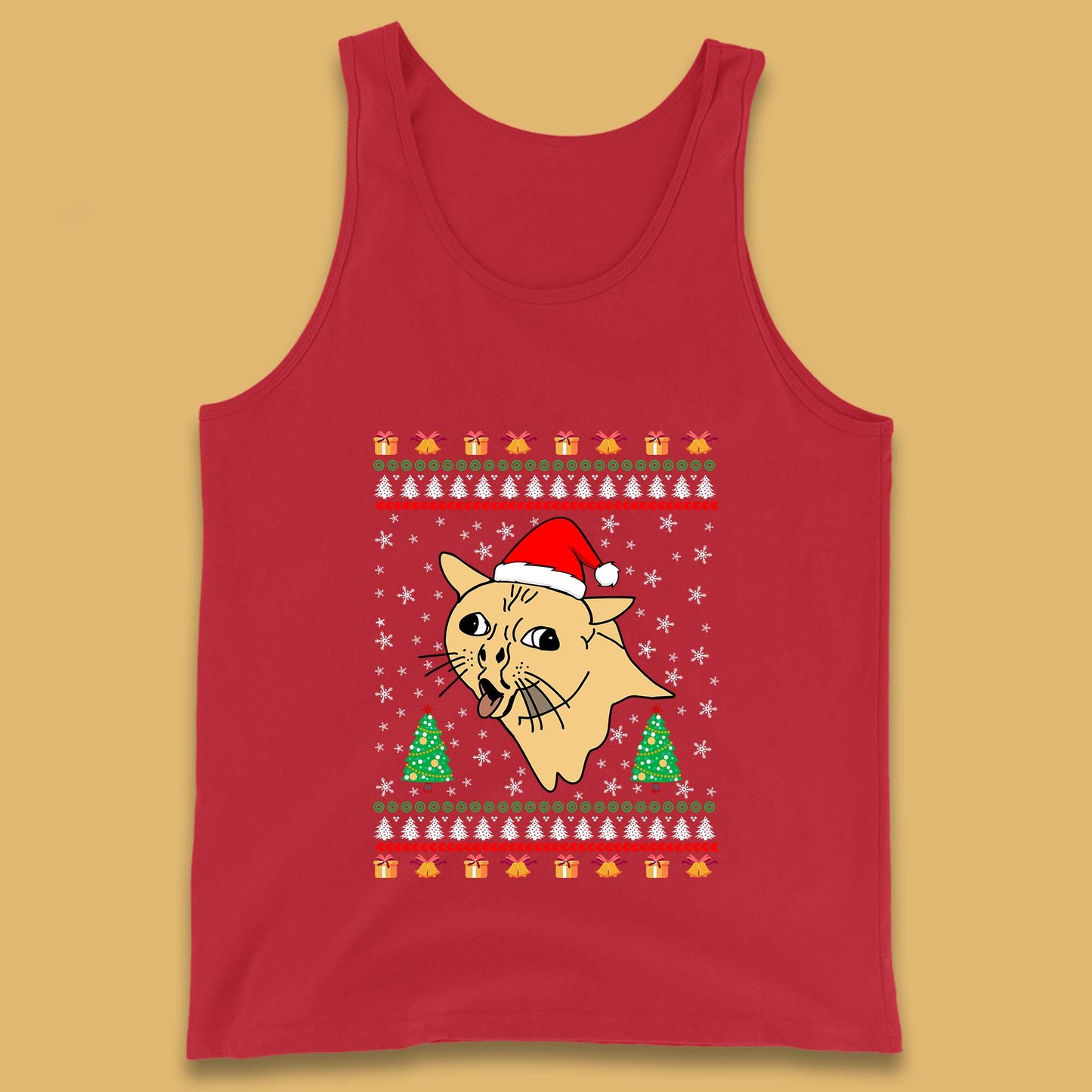 coughing cat christmas tank top