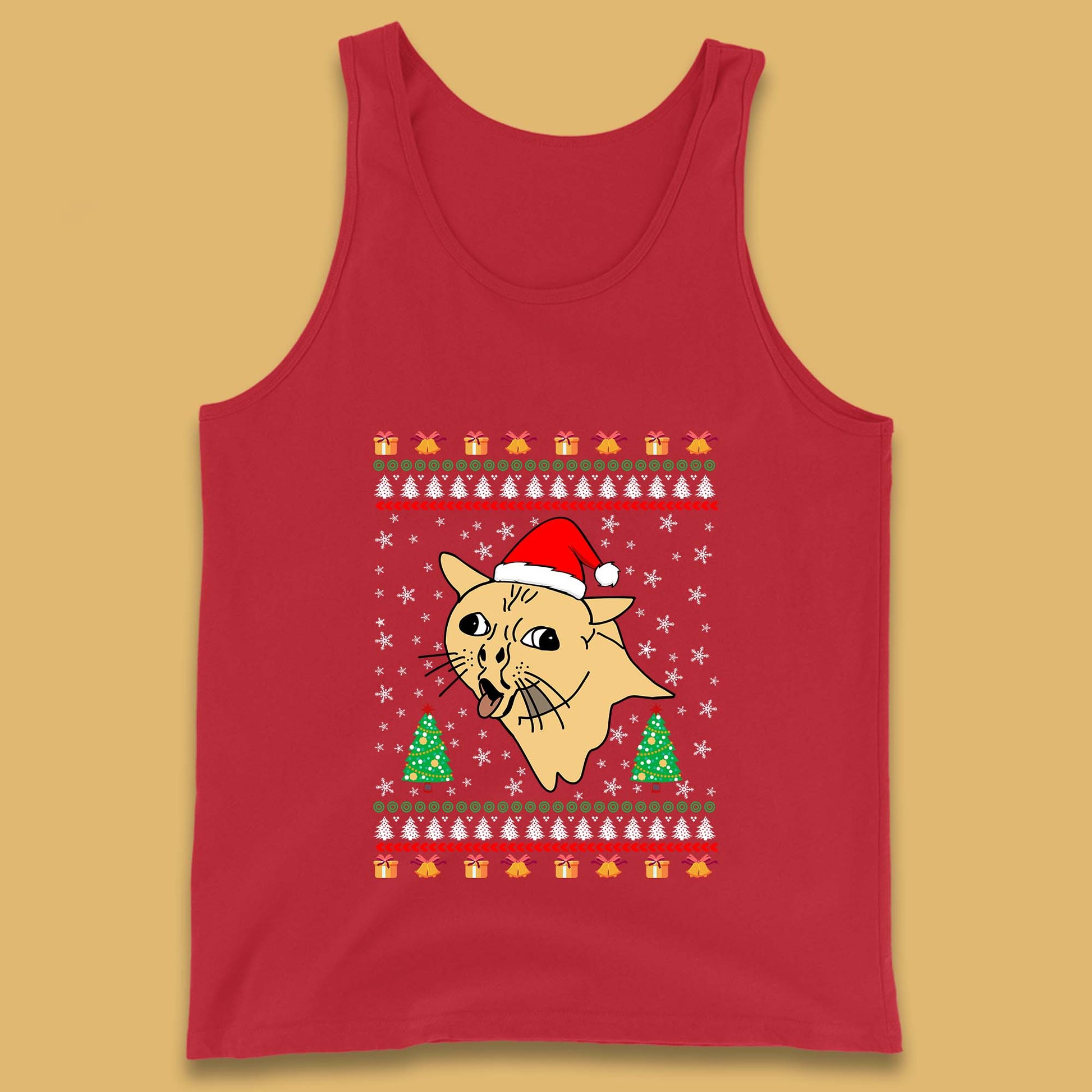 coughing cat christmas tank top
