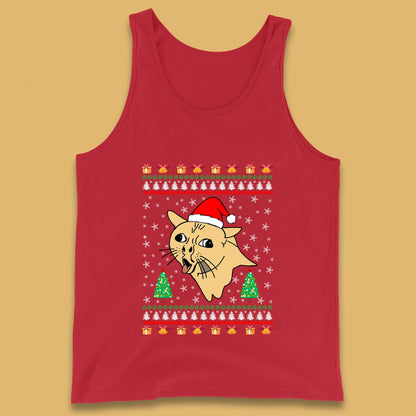 coughing cat christmas tank top