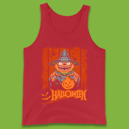 Halloween Pumpkin Head Scarecrow Jack O Lantern Pumpkin Head Horror Scary Vintage Retro Tank Top