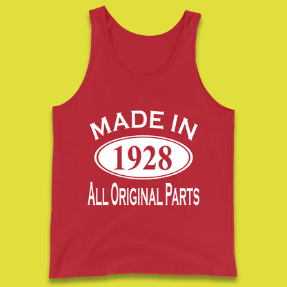 Made In 1928 All Original Parts Vintage Retro 95th Birthday Funny 95 Years Old Birthday Gift Tank Top