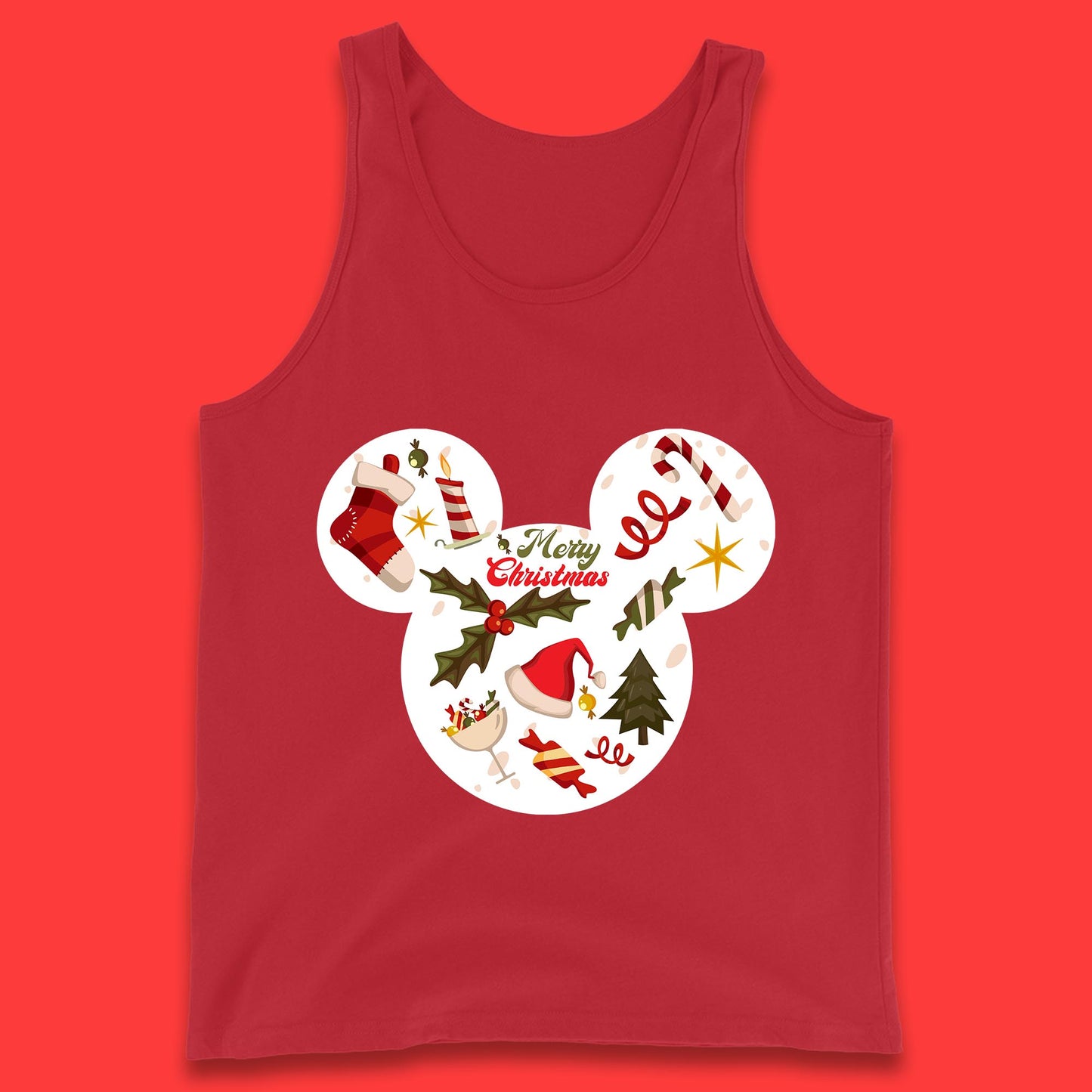 merry christmas disney mickey mouse head tank top