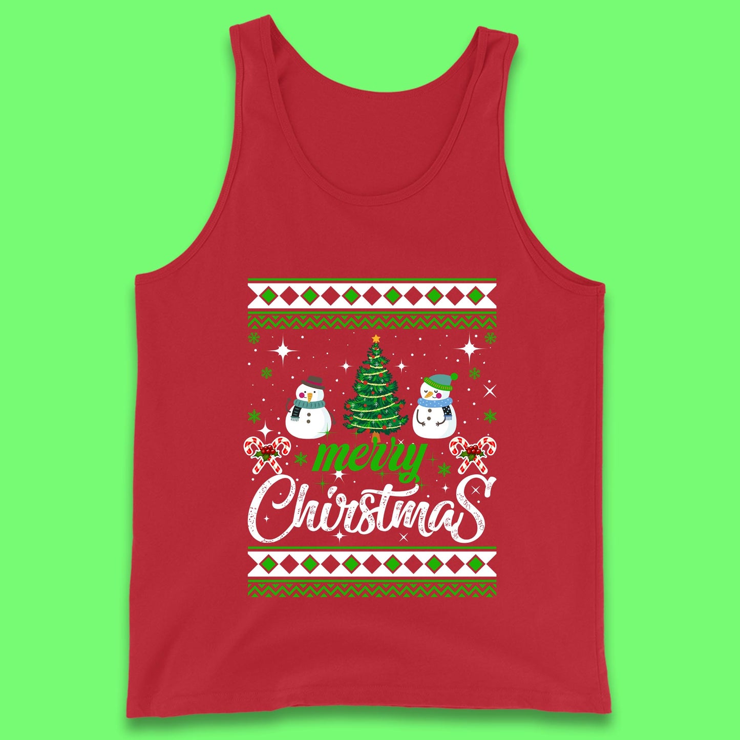 merry christmas snowman tank top
